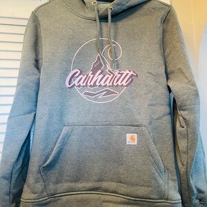 Carhartt Gray Hoodie with Purple Design